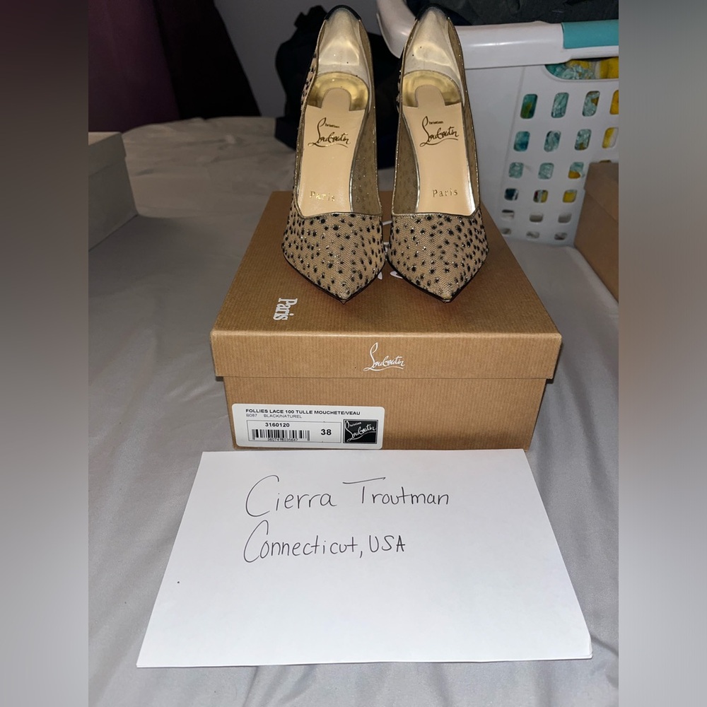 🖤 Louboutin Follies Mesh Heels Size 38